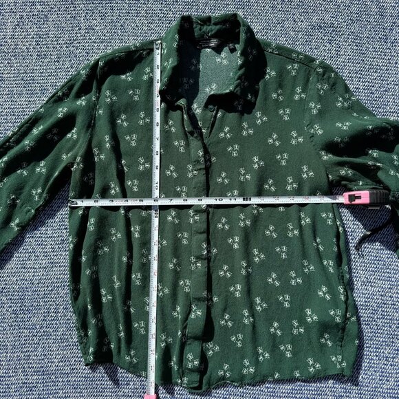 & Other Stories Stockholm Atelier Green Butterfly Print Rayon Button-Up Shirt US - Picture 2 of 6